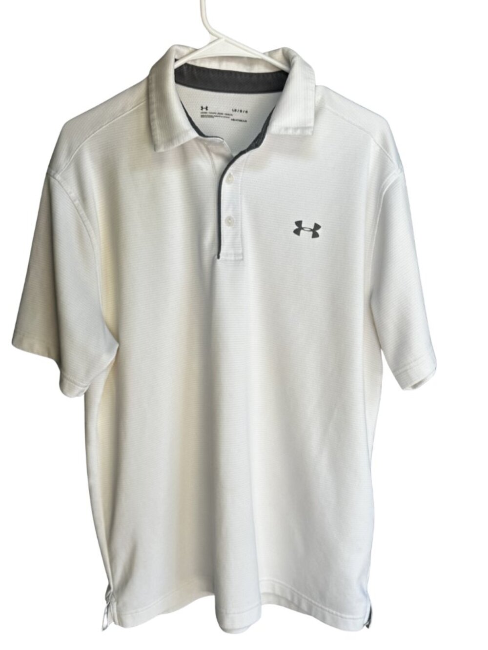 Under Armour Polo Shirt Men's Large Off White Performance Golf Collared Athletic